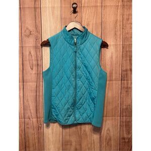 Talbots Small blue sleeveless vest womens zip up